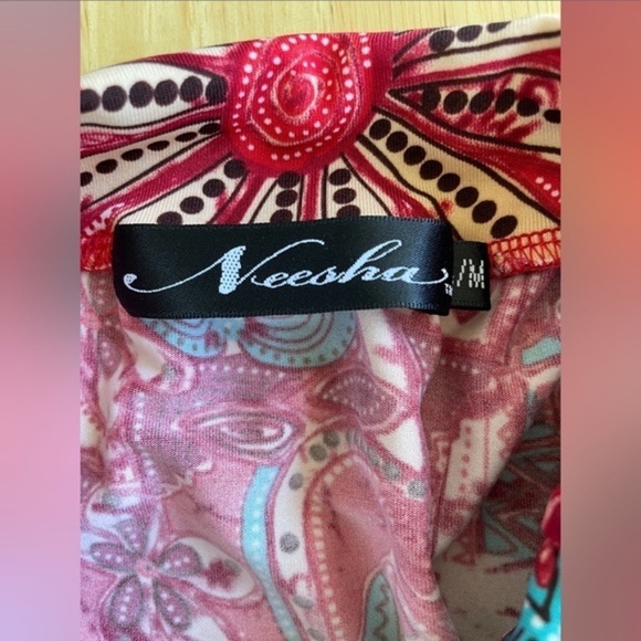 Neesha Red Floral Print Skirt Small Medium Bohemian Paisley Festival - Picture 2 of 4